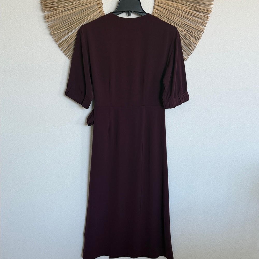 Warehouse Deep Purple Wrap Midi Dress - Picture 11 of 16
